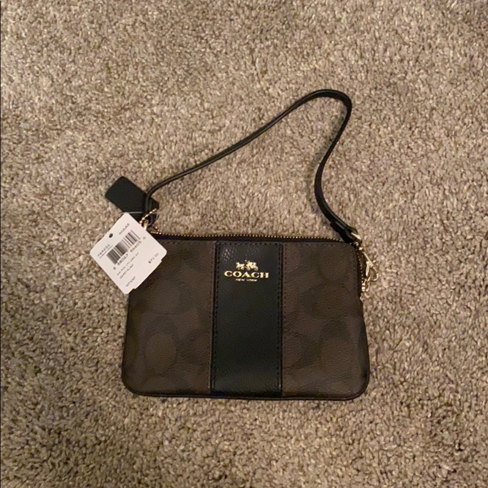 Brown and Black coach wristlet